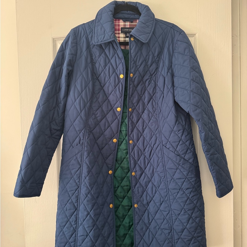 Land’s End Blue Quilted Coat